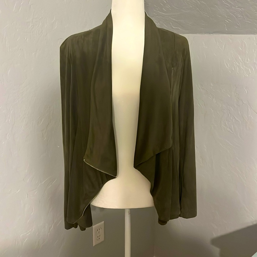 Olive green aux-suede jacket.